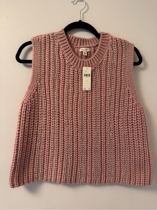 Pilcro Sweaters - Pilcro Rose Pink Chunky Knit Sleeveless Crew Neck Sweater Vest